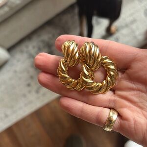 Elegant Gold-Tone Twisted Hoop Earrings